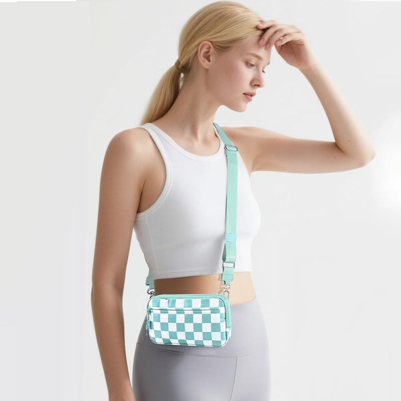 NEWROGENG Checkered WristleWallets for Women, RFID Wallet Crossbody with 4 Zippers, Credit Card Holder Cell Phone Organizer - Image 3